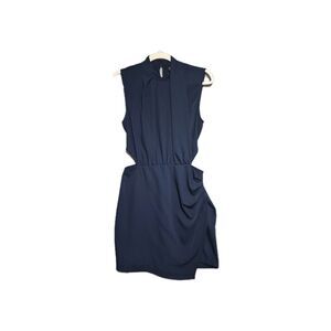 Nwt Zara Women's High Neck Solid Blue Side Cut Out Flux Skirt Romper Small